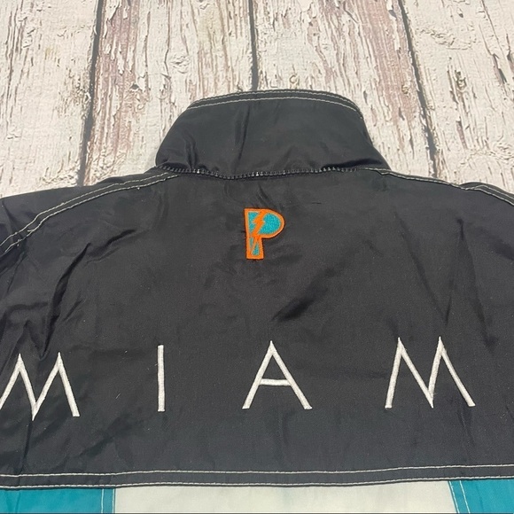 Vintage 1990s Miami Dolphins 90s Pro Players NFL Football Zip Up Jacket - Picture 10 of 13